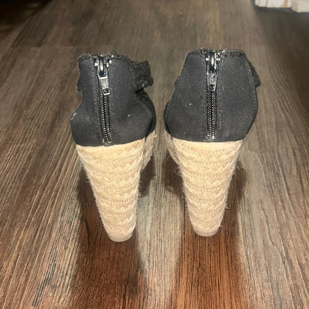 Mossimo Supply Co black braided espadrille wedge sandals size 6.5